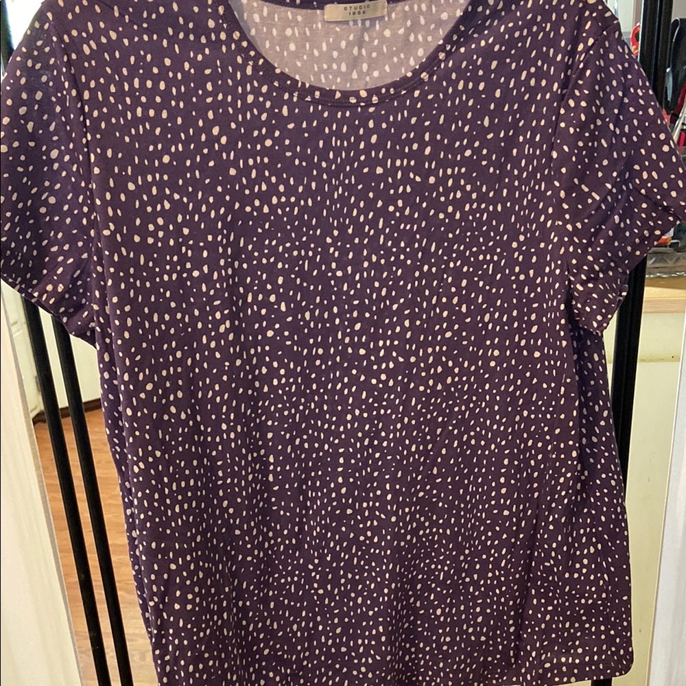 Studio 1940 Eggplant Dot Short Sleeve Tee